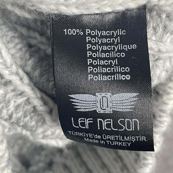 Leif Nelson Mens Large Gray Shawl Collar Toggle Chunky Cable Knit Sweater Cozy - Picture 12 of 12